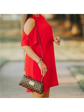 Zara Bright Red Cold-Shoulder Dress Size Large